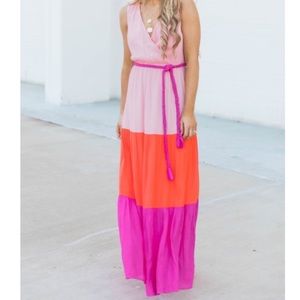 Flying Tomato color block boho maxi dress